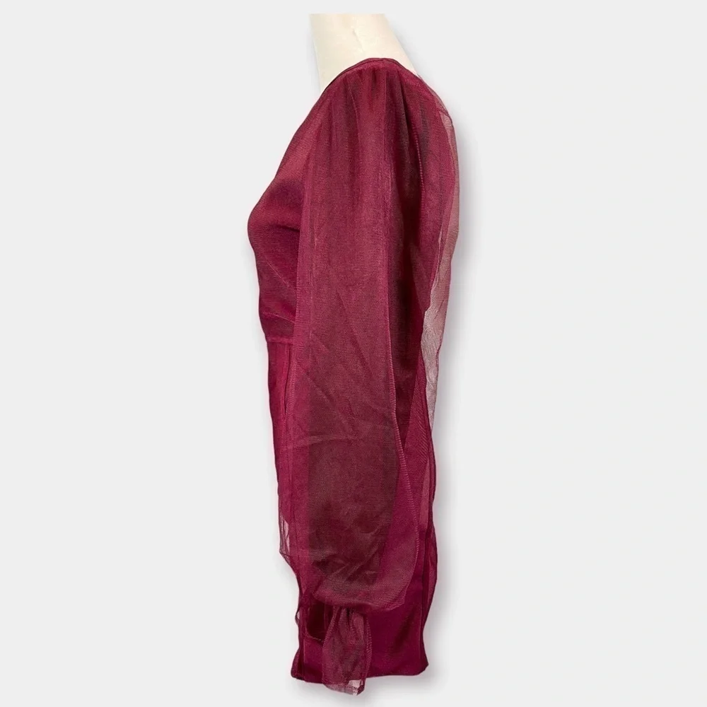 12th Twelfth Love Mini One Sleeve Dress Burgundy Maroon Size Medium - Picture 6 of 8